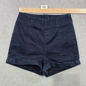 Cooperative Urban Outfitters Dark Wash High Waisted Back Zip Denim Shorts 4